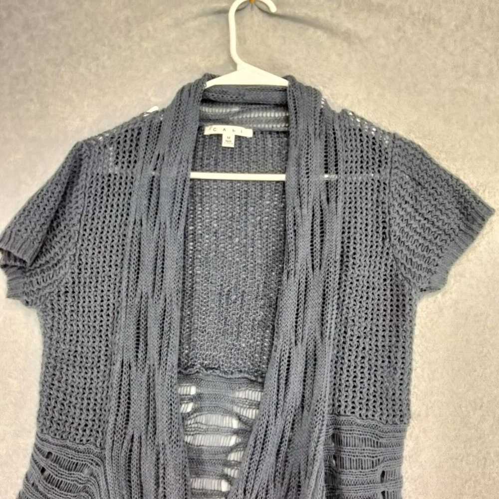 CAbi Cottage Cardigan Size M Linen Blend Gray Dra… - image 2