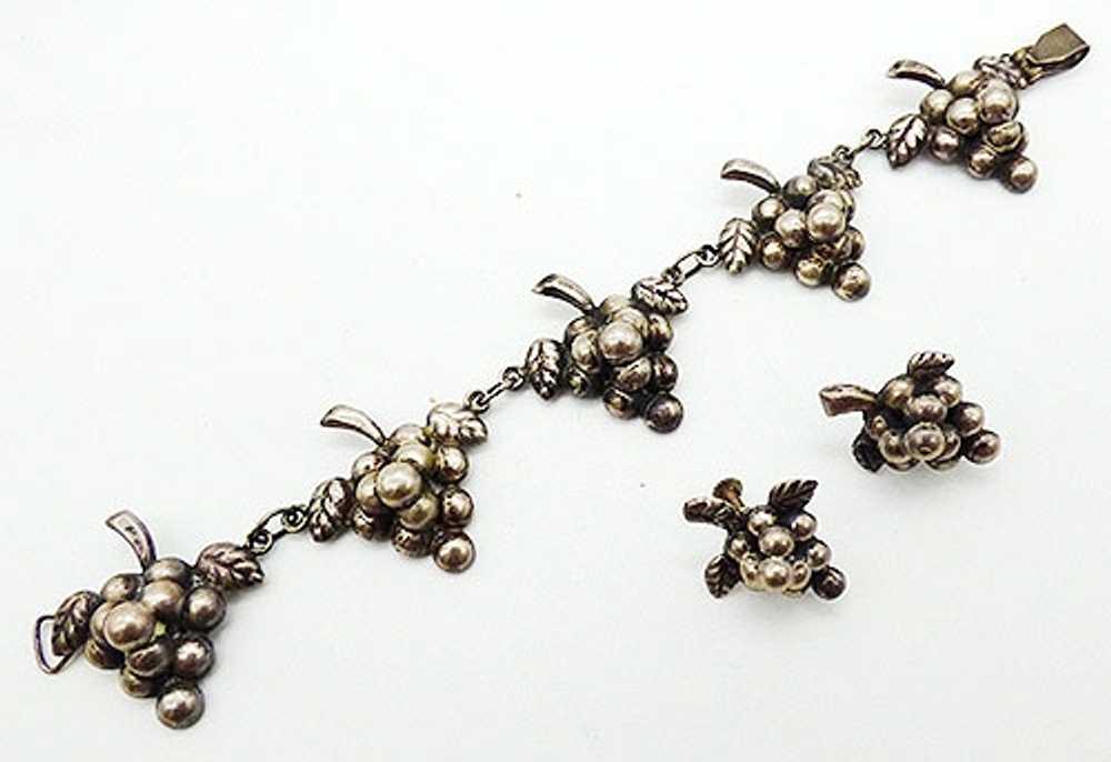 Mexican Sterling Grapes Links Bracelet Set - image 1