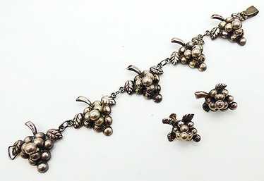 Mexican Sterling Grapes Links Bracelet Set - image 1