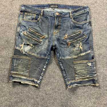 Vintage Embellish Jean Short Mens 40 Blue Denim Di