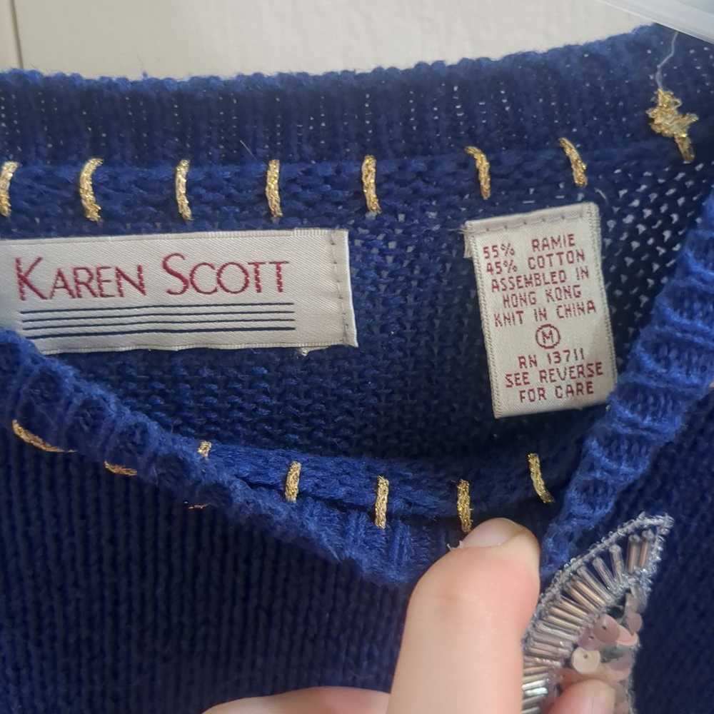 Vintage Karen Scott moon and star sequin pullover… - image 4