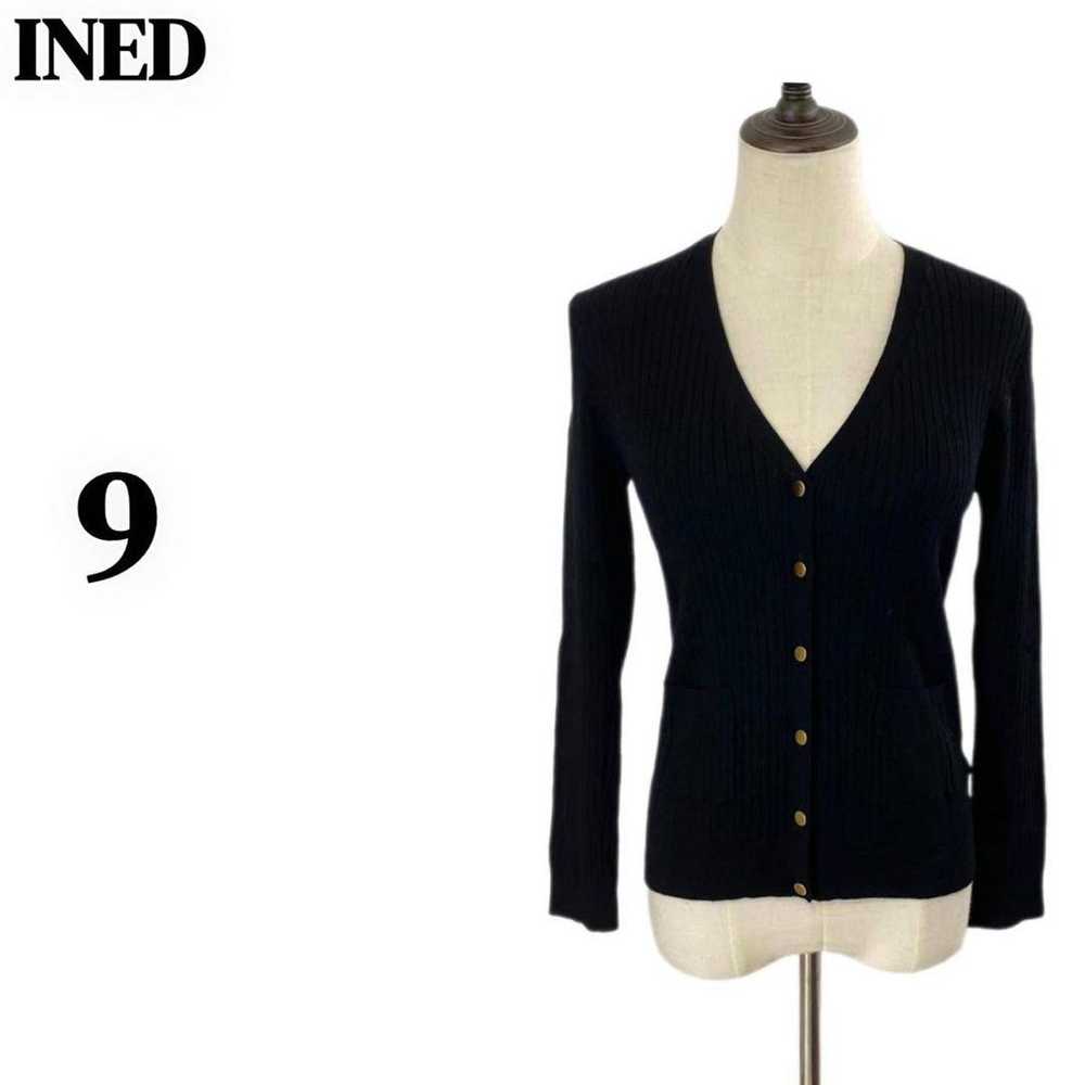 r1750【Inedo】9 Black Cardigan with Gold Buttons Ri… - image 1