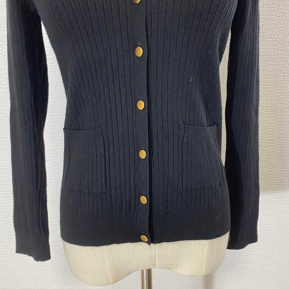 r1750【Inedo】9 Black Cardigan with Gold Buttons Ri… - image 4