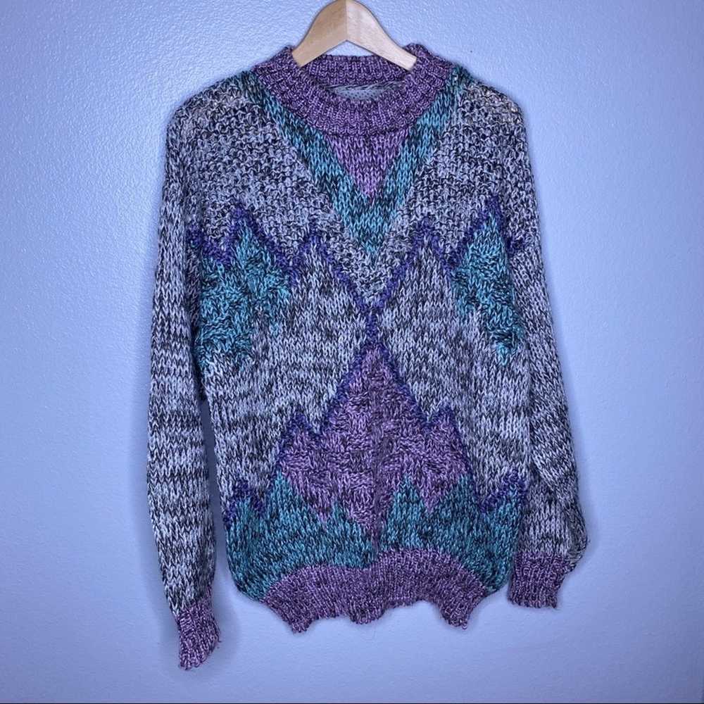 Number Purple and Gray Sweater Large - image 1