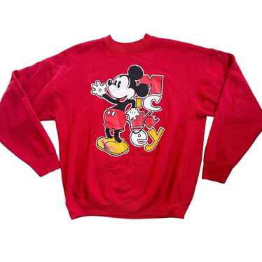 Vtg 1990s Mickey Mouse Red Sweatshirt XL