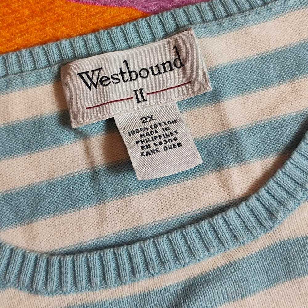 Vintage Baby blue and white stripped "Westbound I… - image 3