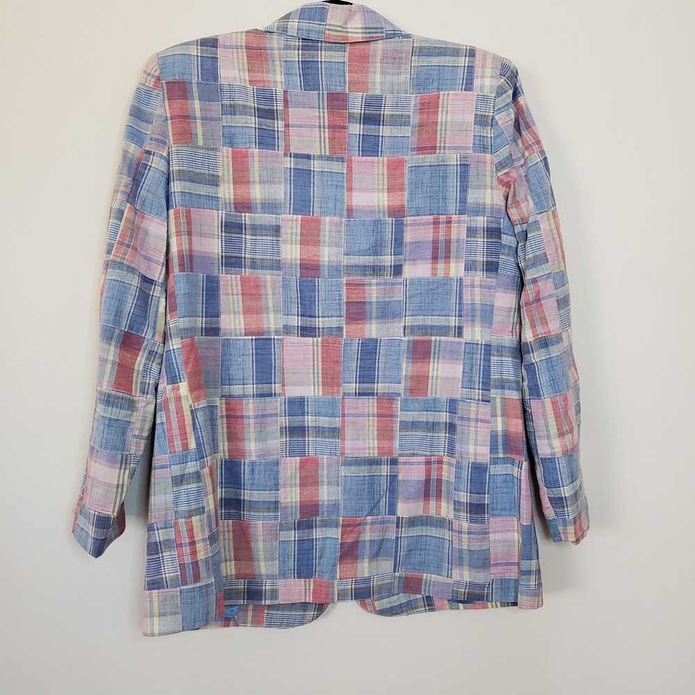 Vintage NWOT 80s Cotton Plaid One Button Blazer P… - image 10