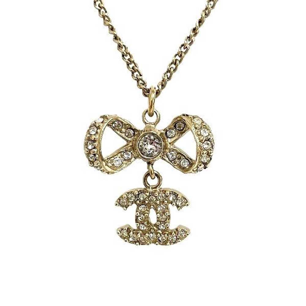 Chanel Chanel Chanel Coco Mark Ribbon Rhinestone … - image 1