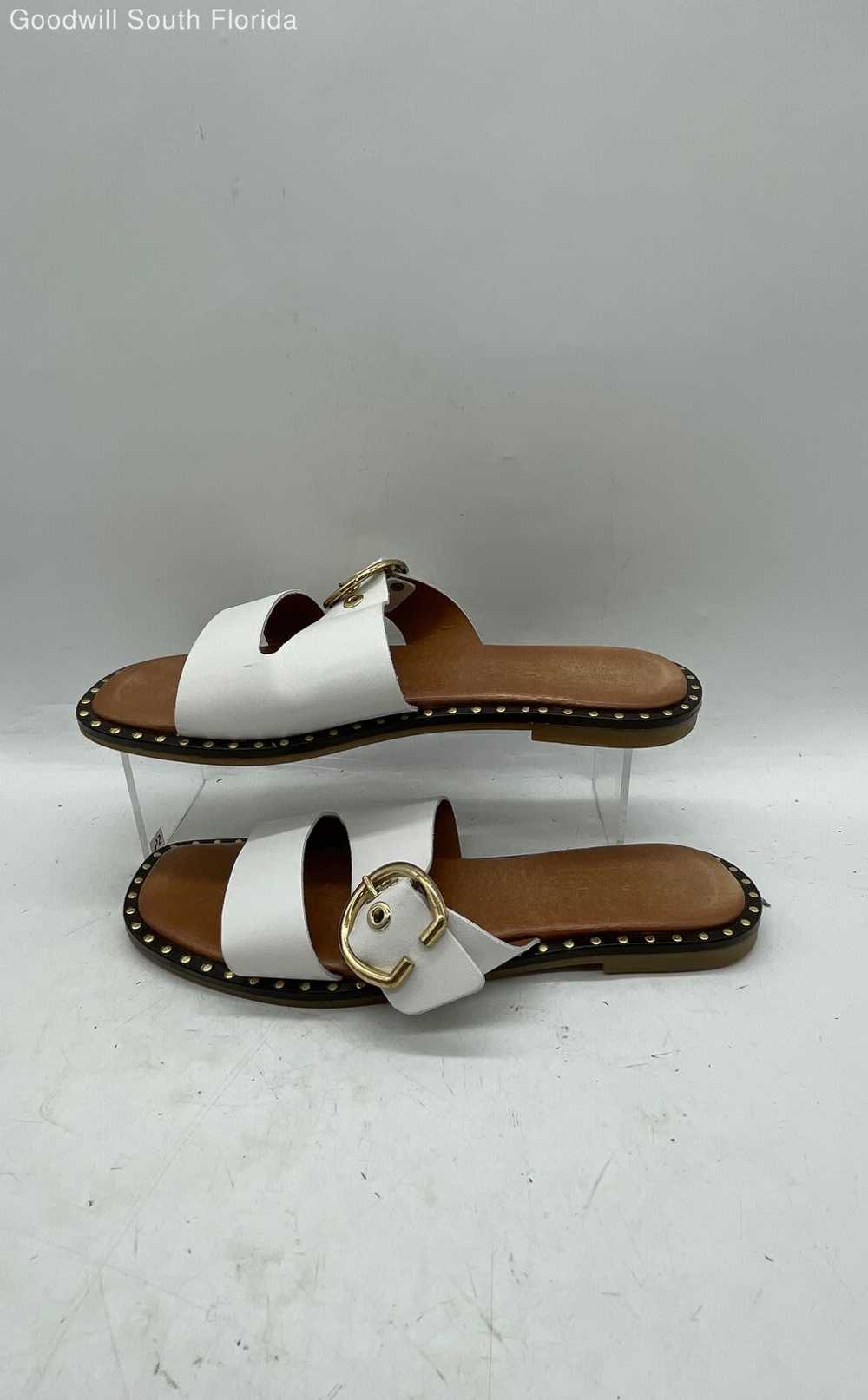 Coach Womens White And Brown Leather Slip-On Flat… - image 1