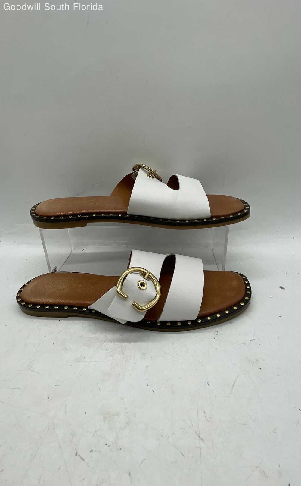 Coach Womens White And Brown Leather Slip-On Flat… - image 2