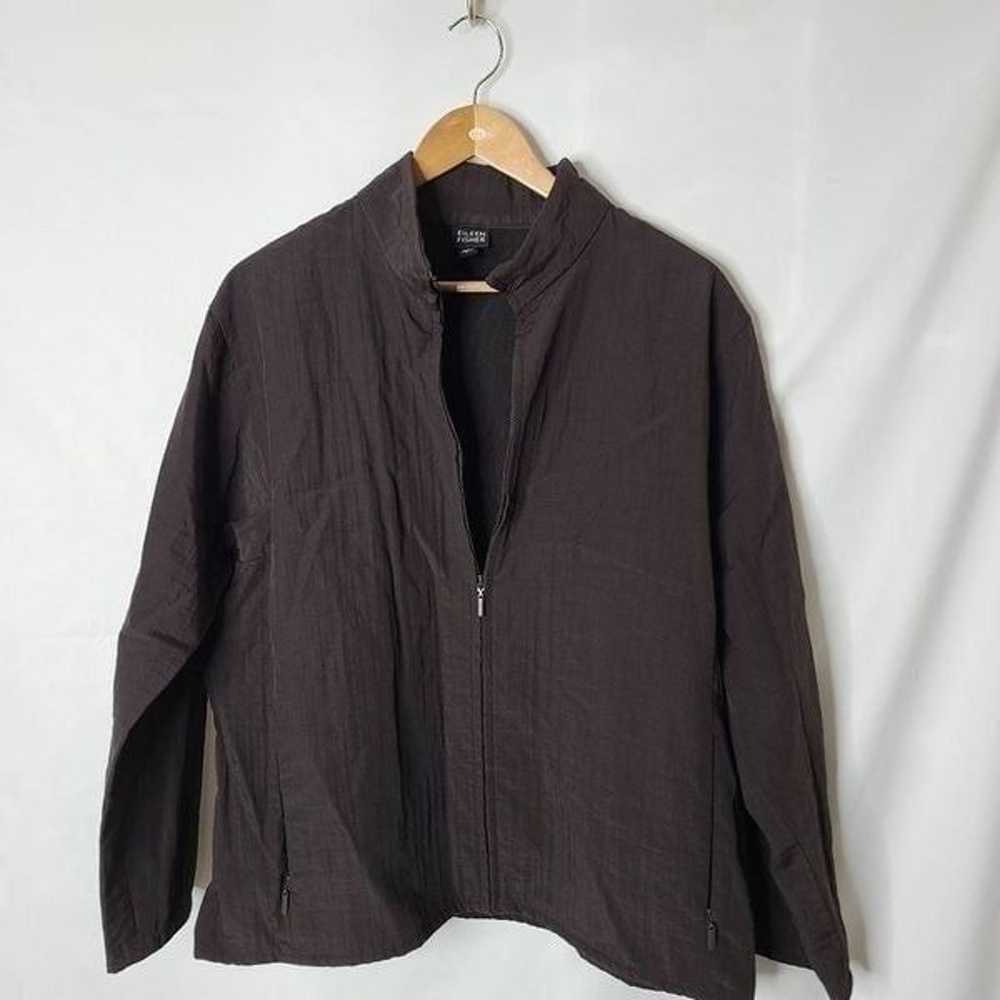 Eileen Fisher Vintage Dark Brown Zip Front Lightw… - image 1