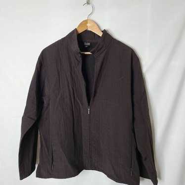 Eileen Fisher Vintage Dark Brown Zip Front Lightw… - image 1