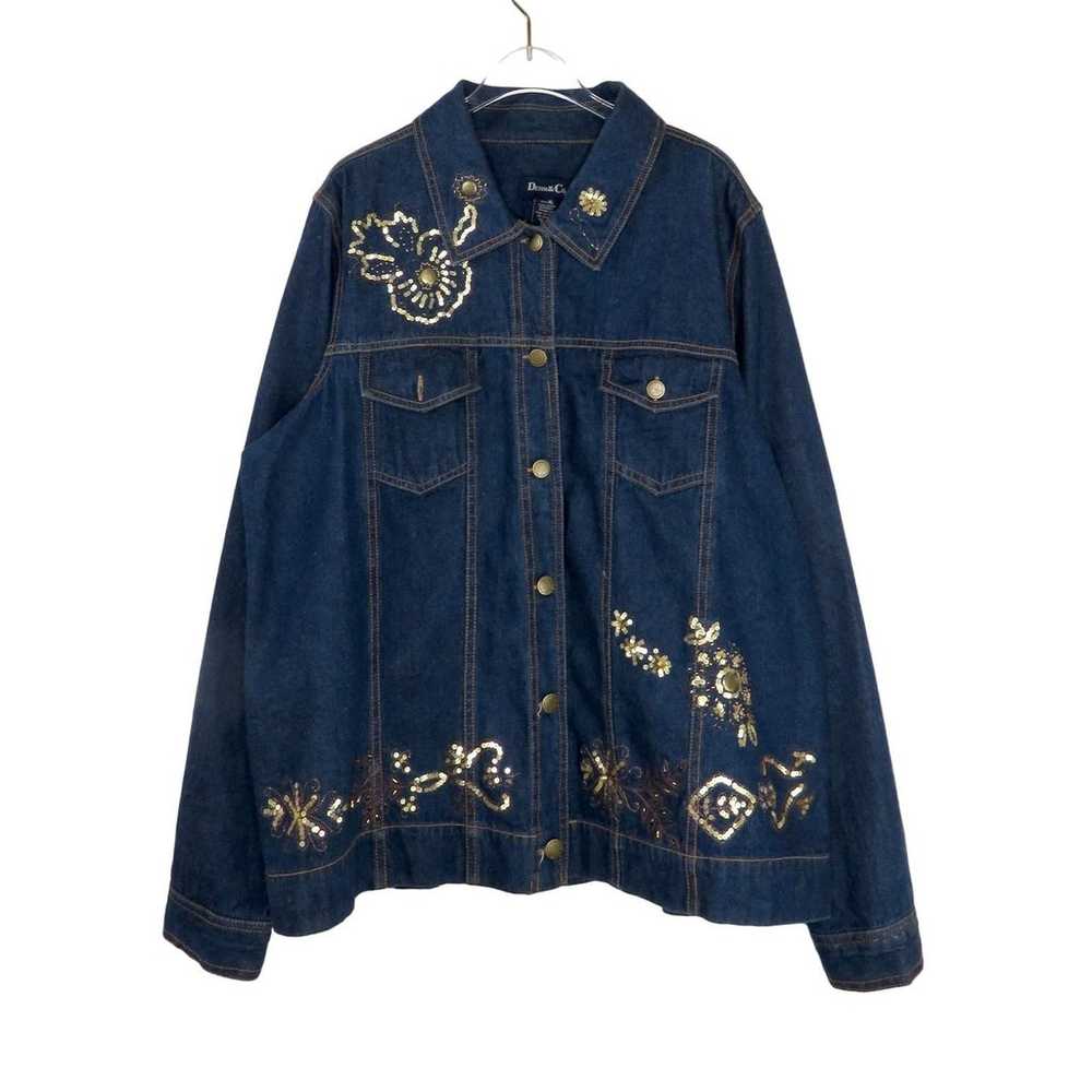 Denim & Co. 1990s Vintage Embellished Denim Jacke… - image 1