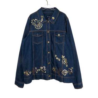 Denim & Co. 1990s Vintage Embellished Denim Jacke… - image 1