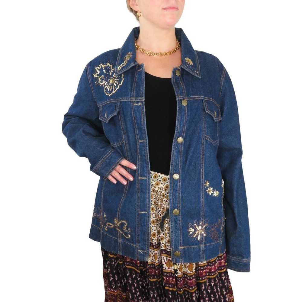 Denim & Co. 1990s Vintage Embellished Denim Jacke… - image 5