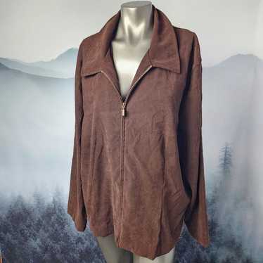 Vintage Briggs New York Faux Suede Full-Zip Brown… - image 1