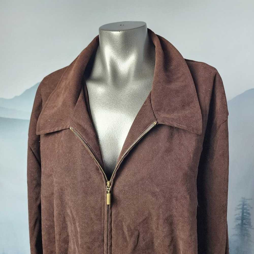 Vintage Briggs New York Faux Suede Full-Zip Brown… - image 2