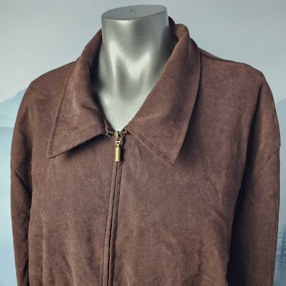 Vintage Briggs New York Faux Suede Full-Zip Brown… - image 3