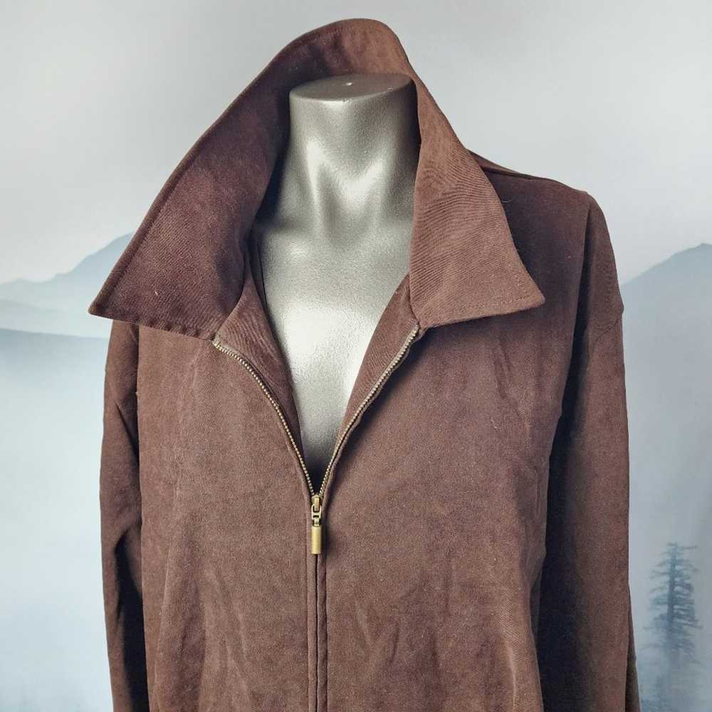 Vintage Briggs New York Faux Suede Full-Zip Brown… - image 4