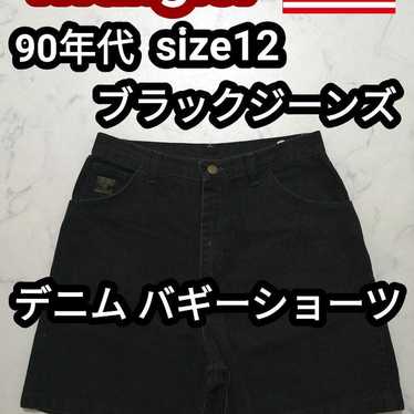 90s Wrangler black jeans denim shorts half pants … - image 1