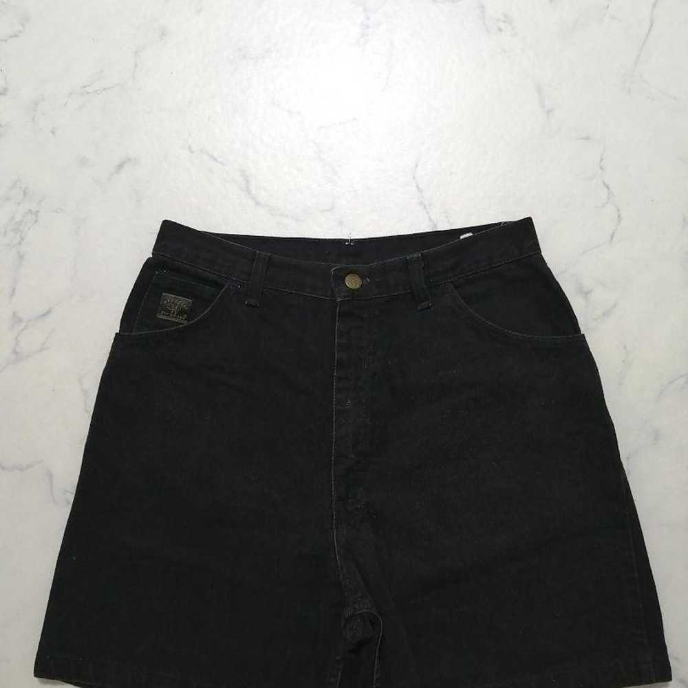 90s Wrangler black jeans denim shorts half pants … - image 2