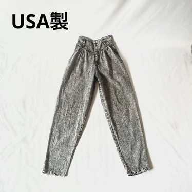 Made in USA vintage black chemical wash denim pan… - image 1