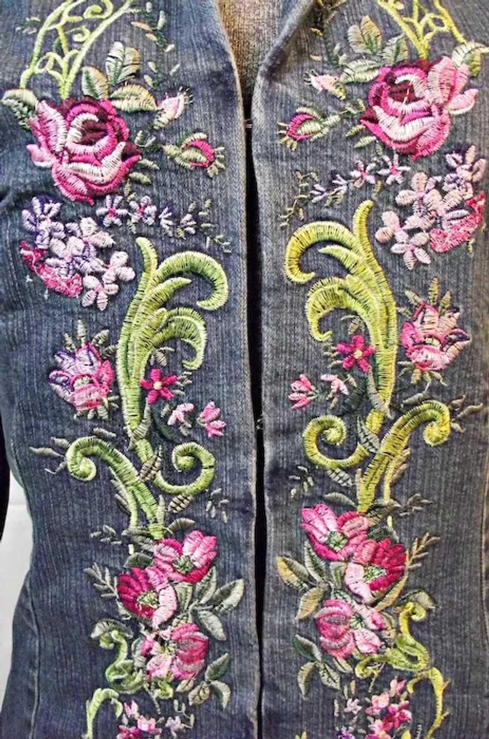 1990s Live A Little Womens Embroidered Long Denim… - image 5