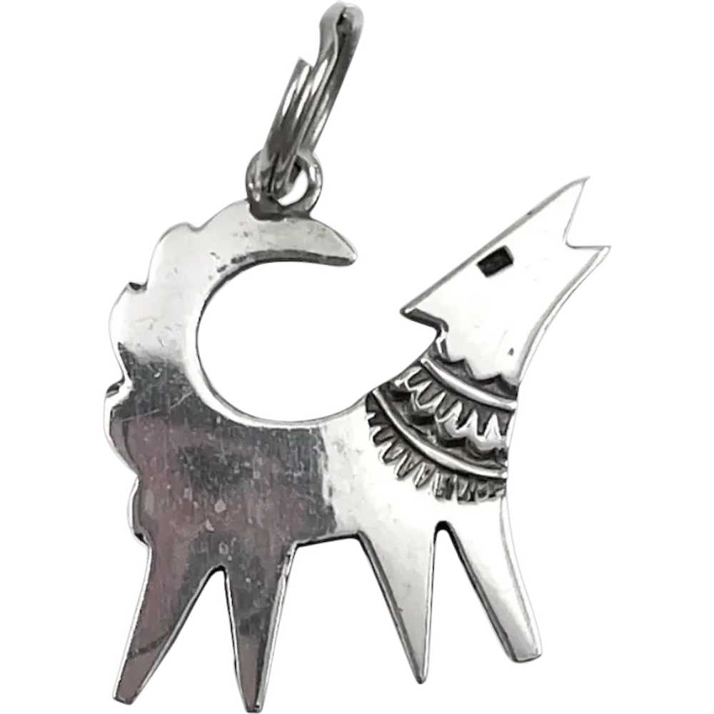 Navajo Sterling Silver Coyote Pendant by George a… - image 1