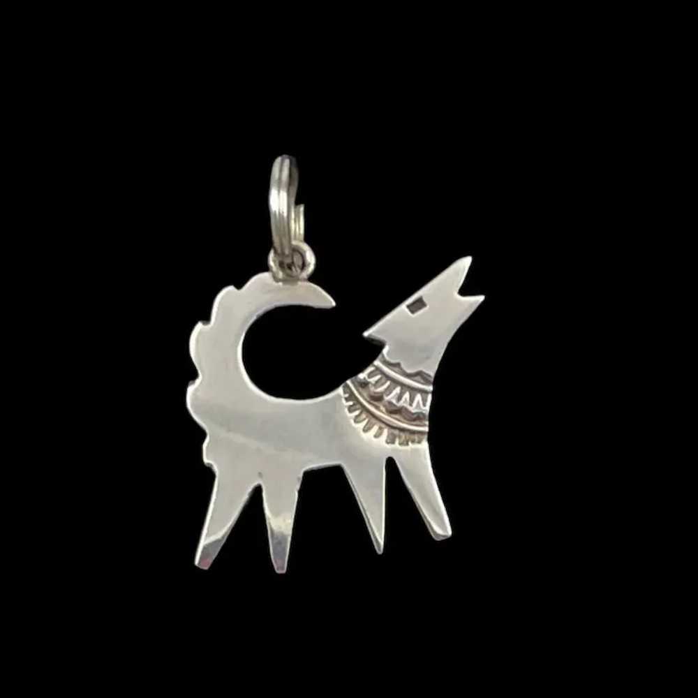 Navajo Sterling Silver Coyote Pendant by George a… - image 2