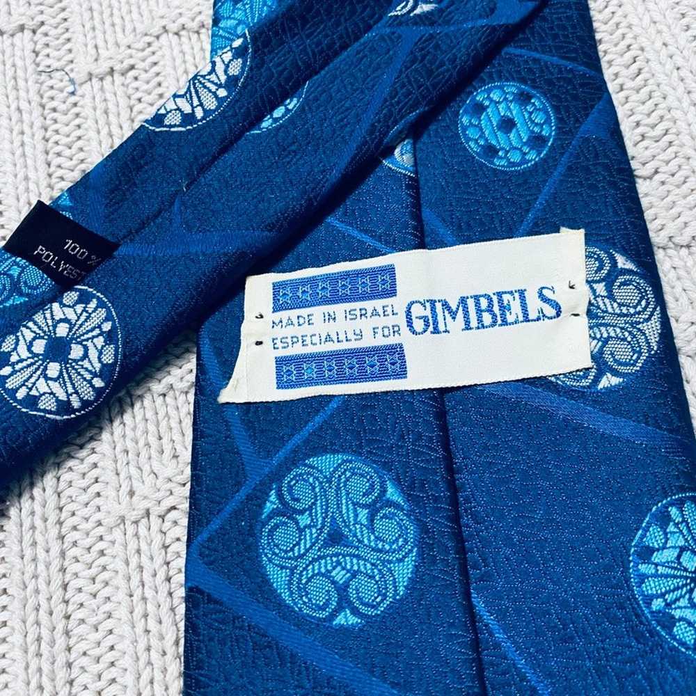 Vintage Gimbels blue patterned tie - image 3