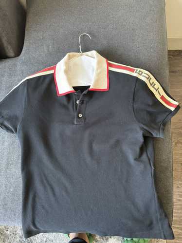 Gucci Black Gucci polo w/stripe