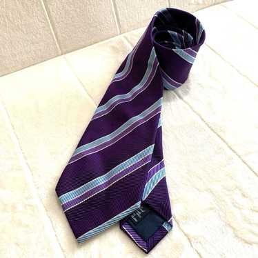 DRAKE'S BEAMS F Necktie Purple Blue Stripe Silk - image 1