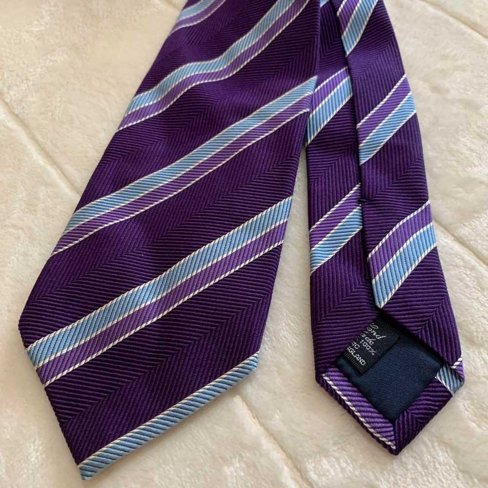 DRAKE'S BEAMS F Necktie Purple Blue Stripe Silk - image 2