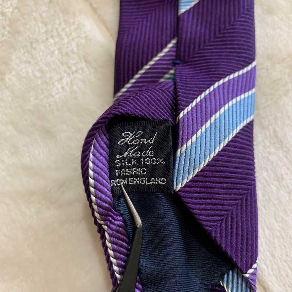 DRAKE'S BEAMS F Necktie Purple Blue Stripe Silk - image 5