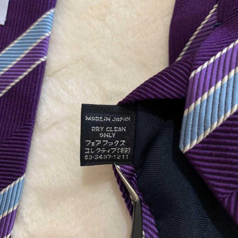 DRAKE'S BEAMS F Necktie Purple Blue Stripe Silk - image 6