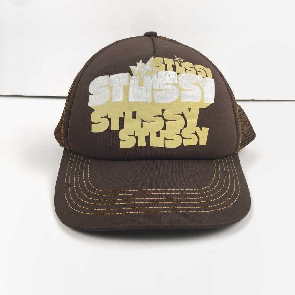 Rare Y2K Stussy Brown Trucker Snapback Hat Vintag… - image 1