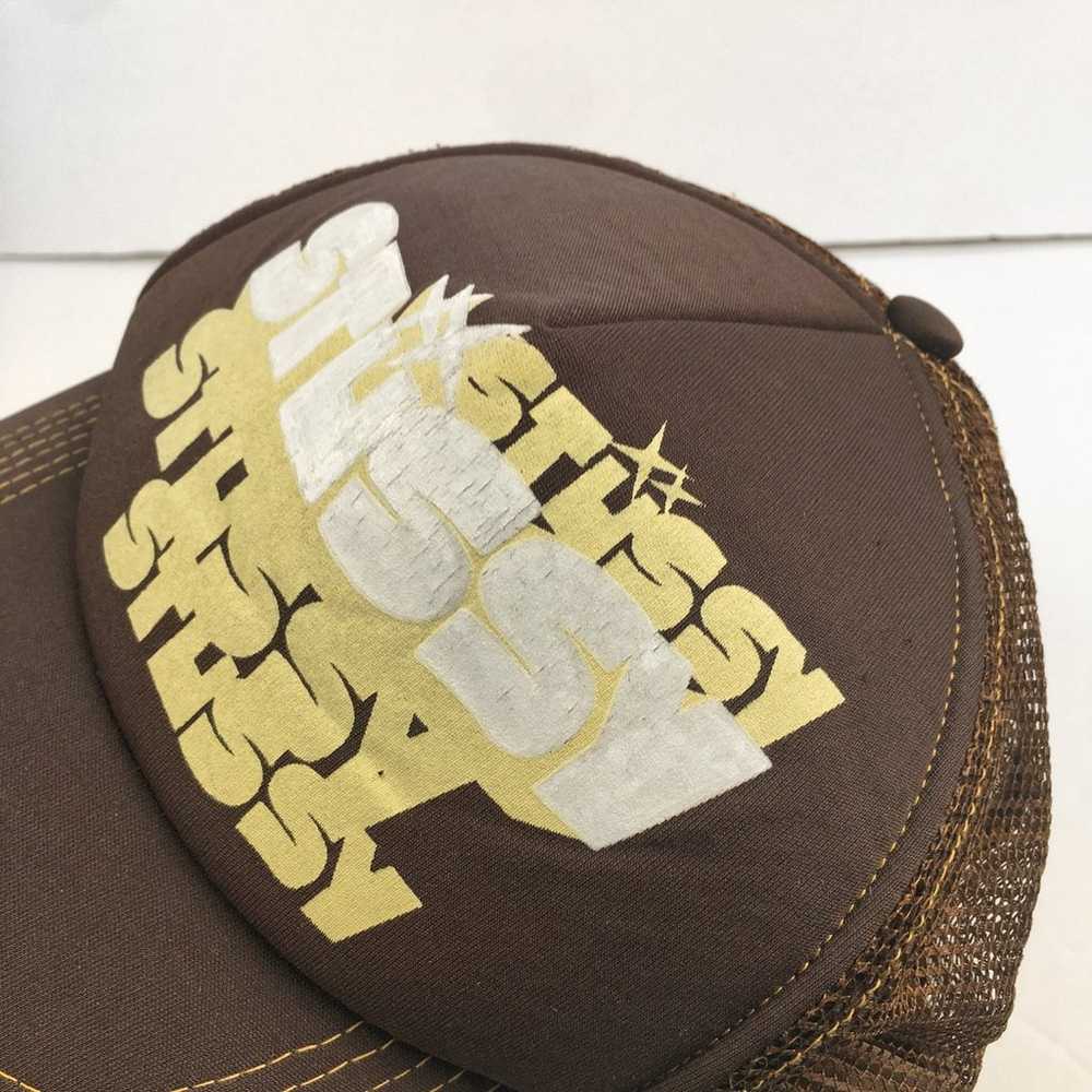 Rare Y2K Stussy Brown Trucker Snapback Hat Vintag… - image 2