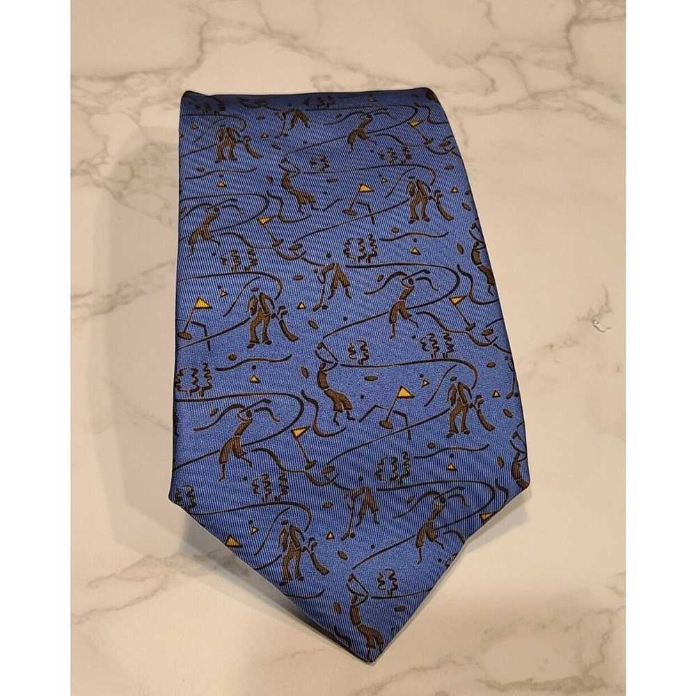 Salvatore Ferragamo Blue Golfer Print Design 100%… - image 1