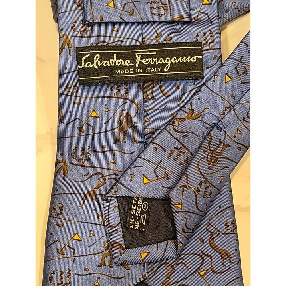 Salvatore Ferragamo Blue Golfer Print Design 100%… - image 5