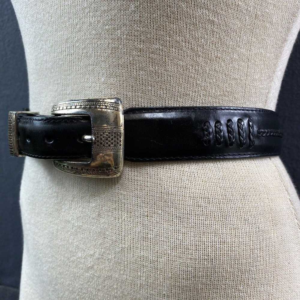 VTG 93' Genuine Leather Brighton Onyx Black Silve… - image 3