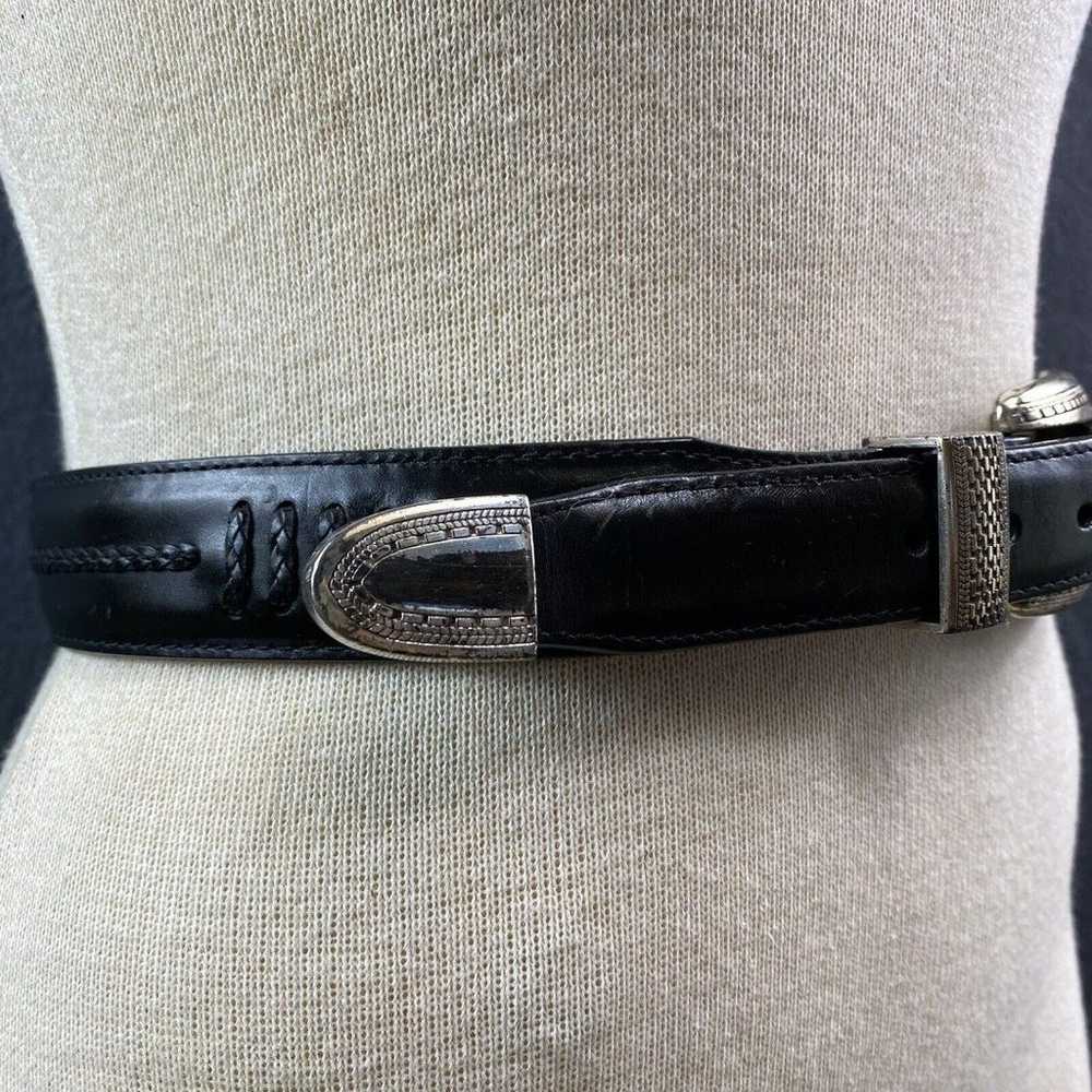 VTG 93' Genuine Leather Brighton Onyx Black Silve… - image 4