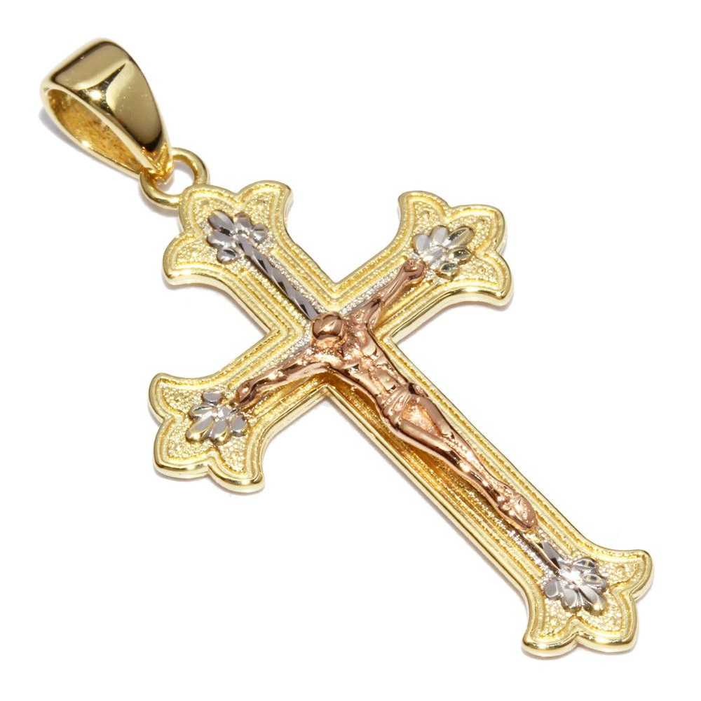 Other Other K18YG/WG/PG Gold Rosary Cross Pendant… - image 1