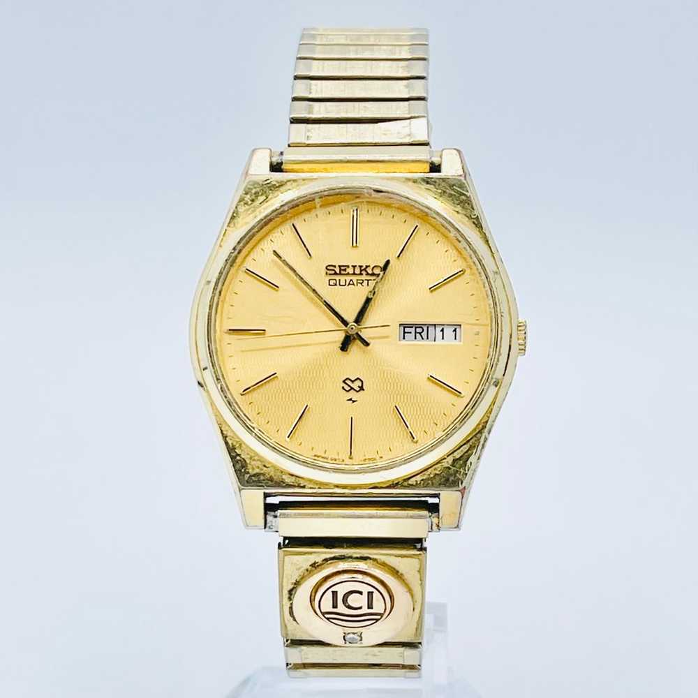 Vintage Rare Seiko SQ Men’s Gold Diamond Watch - image 3