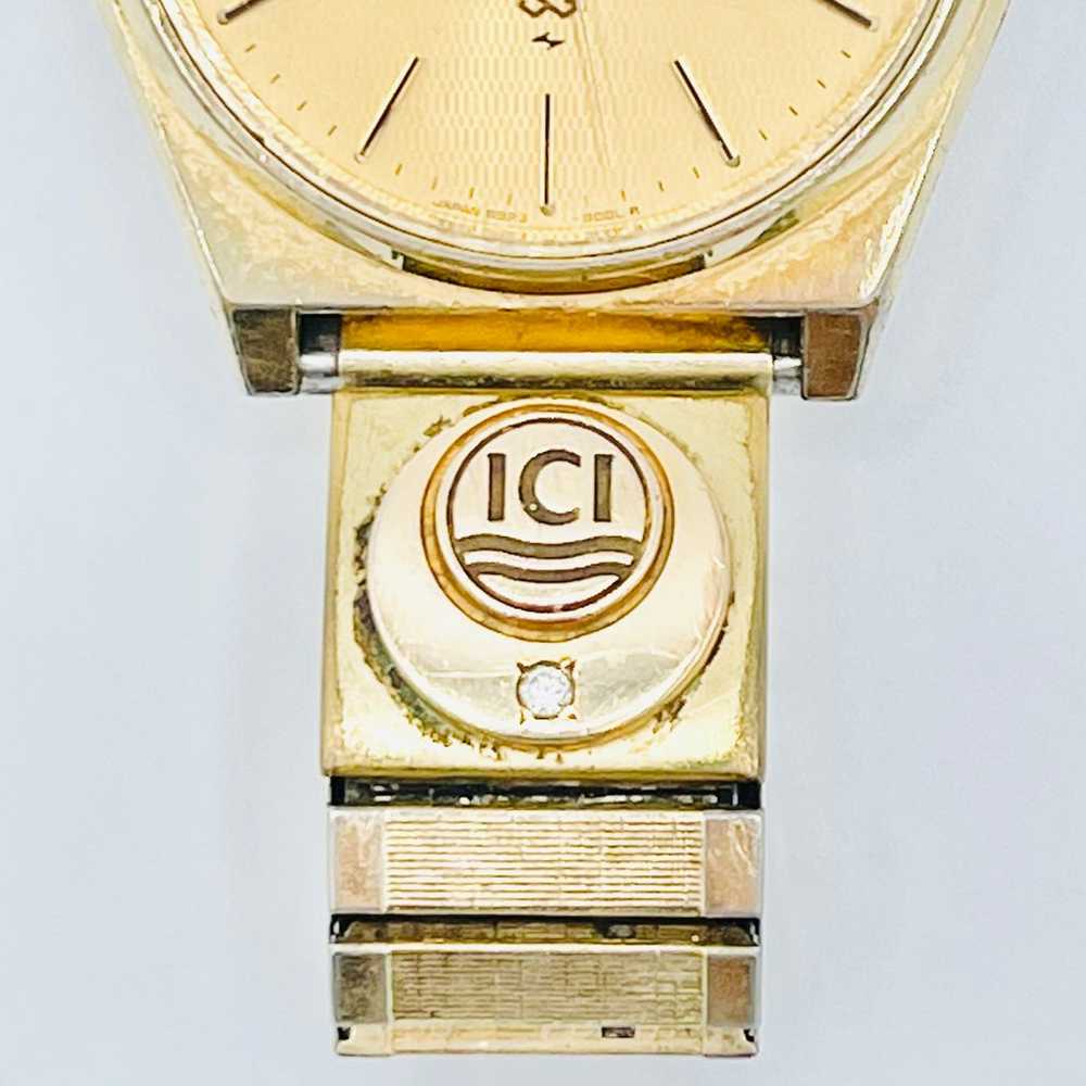 Vintage Rare Seiko SQ Men’s Gold Diamond Watch - image 4