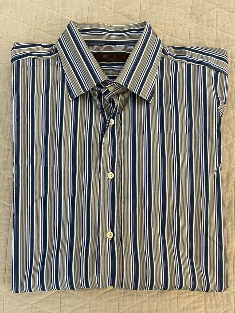 Etro Bold Stripe Spread Collar Sport Shirt - image 1