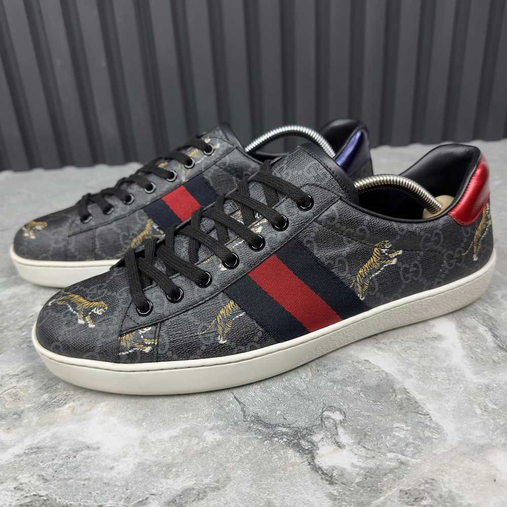 Gucci Ace Web GG Supreme Monogram Tiger Canvas Le… - image 2