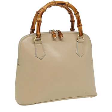 GUCCI Bamboo Hand Bag Leather Beige Auth 81937