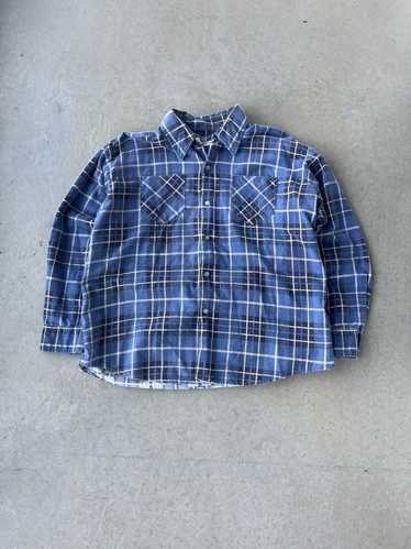 Flannel × Vintage Vintage 80’s Blue Plaid Striped 