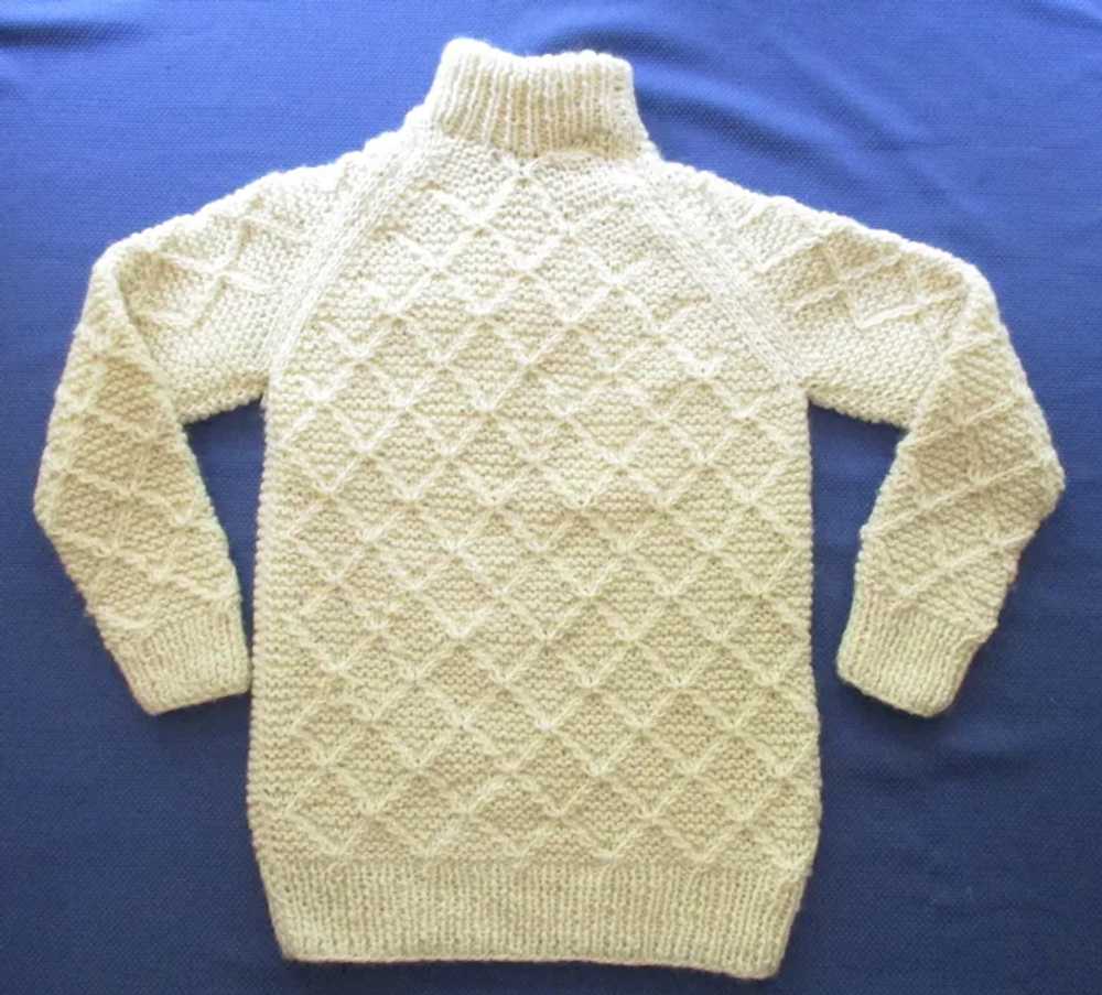 1970s Genuine Aran Wool Fishermans Sweater Handkn… - image 2