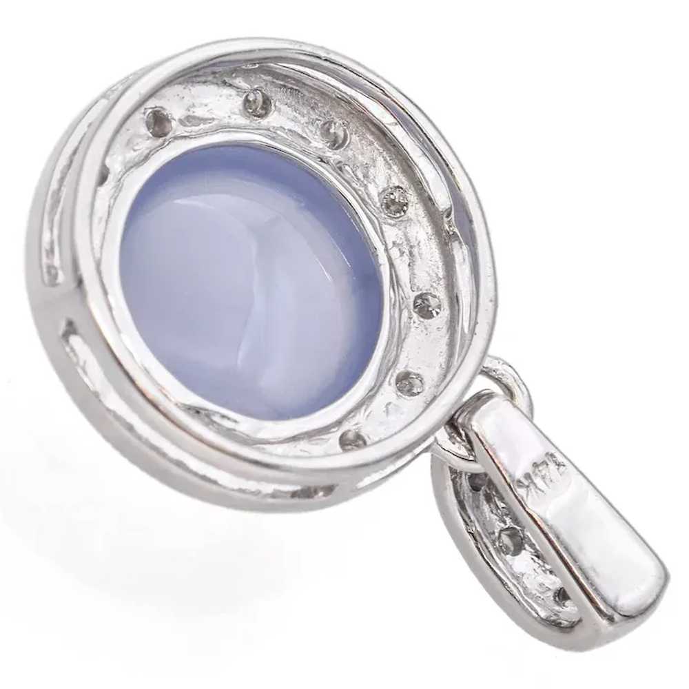 Vintage 14K White Gold Chalcedony & Pave Diamond … - image 2